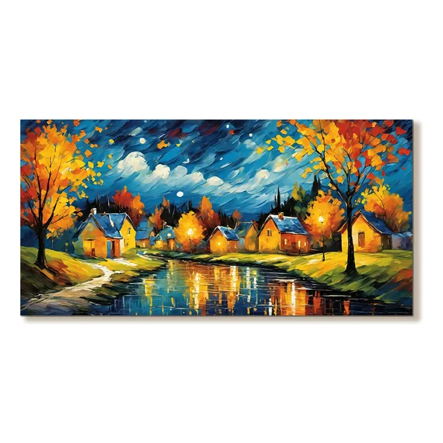 Lienzo Cuadro  Atardeceres Otoño Estilo Pintura Al Oleo