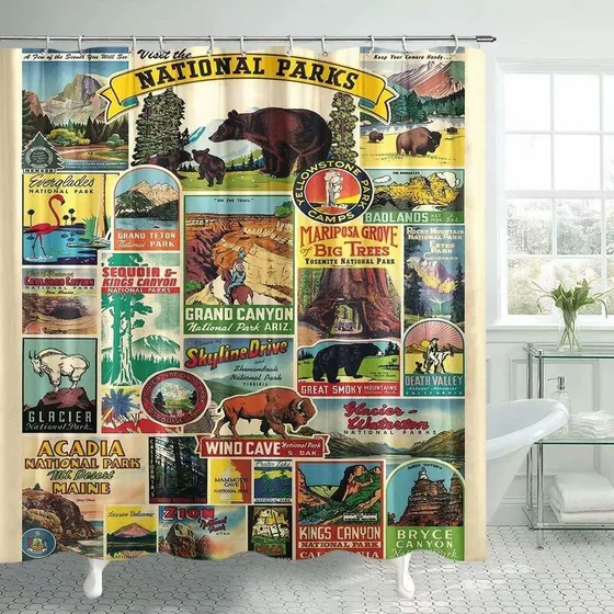 Cortina Ducha Para Baño Impresionante Paisaje Americano Lago