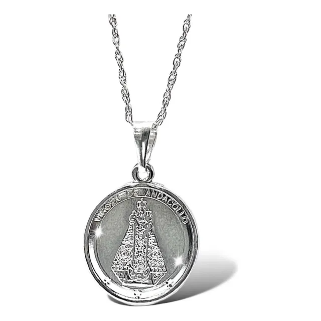 Virgen De Andacollo Grande + Cadena De Plata Fina 925