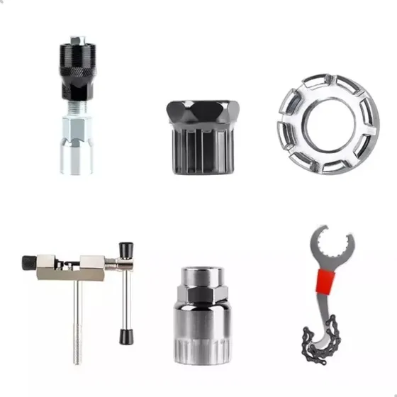 Kit 6 Ferramentas Reparo Extratores Profissional Chave Saca Pino Abre Fecha Corrente Pedivela Hollowtech Ponta Quadrada Movimento Central Selado K7 Catraca Raio Roda Para Bicicleta Pedal Pulse