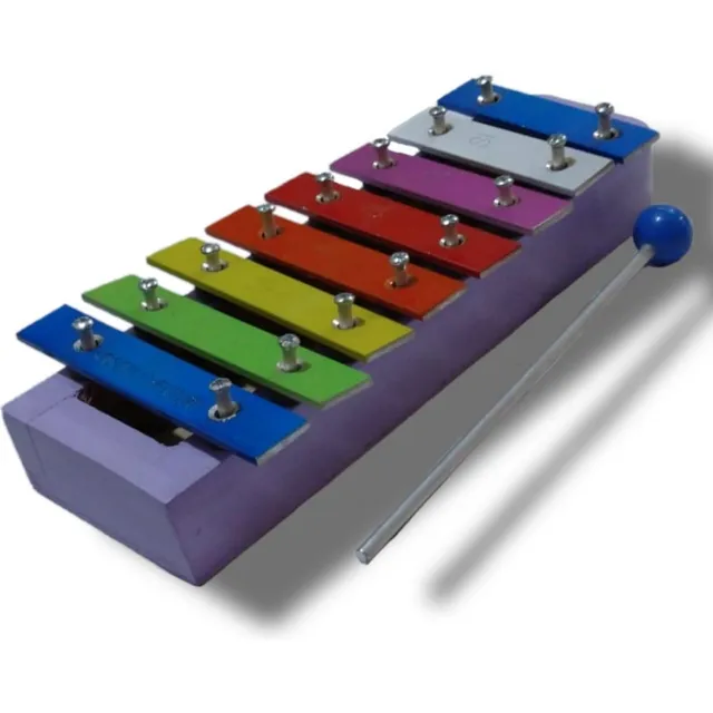 Xilofono Metalofono Una Octava 8 Placas De Aluminio Colores