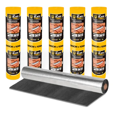 5 Uni Manta Asfaltica 90cm X 10m Auto Adesiva Aluminizada