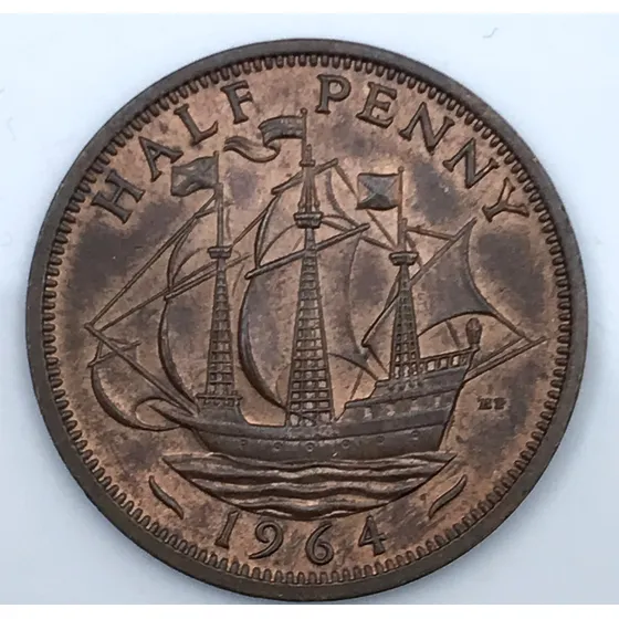 * Gran Bretaña. 1/2 Penny De 1964. Sin Circular. Km# 896