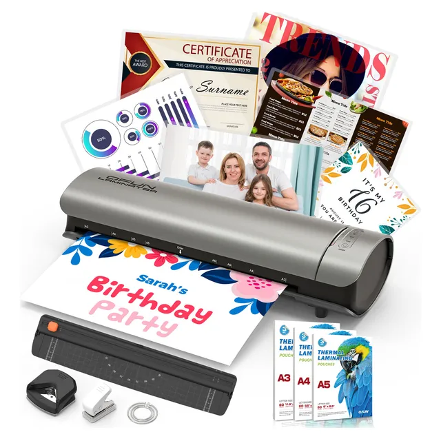 Laminadora Enmicadora 13 Pulgadas Térmica Frío Y Foil Carta a4 oficio legal tabloide a3 30 Micas Incluidas Para Uso En Oficina Y Hogar Qfun ML-MX-SL999-S