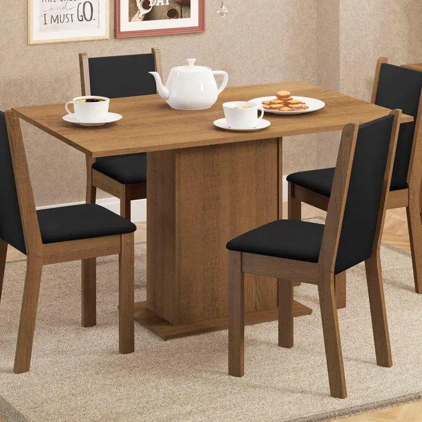 Conjunto Sala De Jantar Madesa Tampo De Madeira 4 Cadeiras