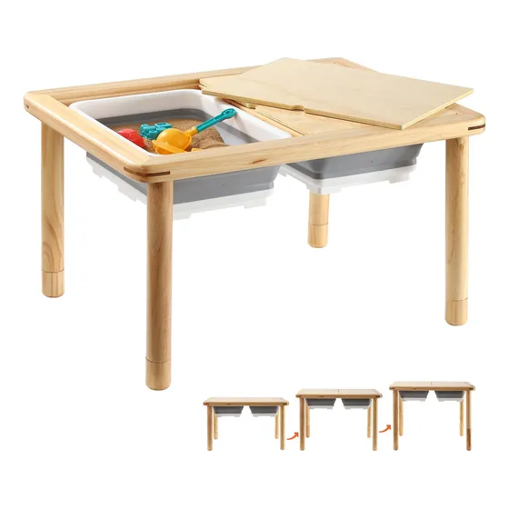 Funlio Mesa Sensorial De Madera Con 2 Contenedores Para Nino