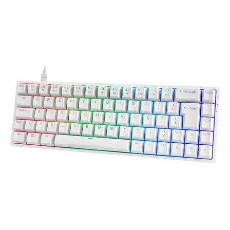Teclado Mecanico Akko 3068S Branco Switch Laranja