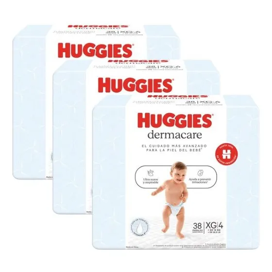 Pack De 3 Pañales Huggies Dermacare Talla Xg X38