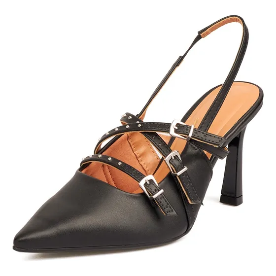 Tacon Alto Pelica Negro Dorado Vizzano