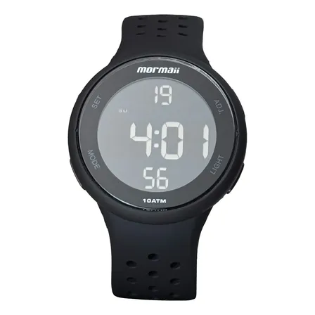 Relógio Mormaii Digital Unissex Preto Pulseira Silicone Preto Cinza-escuro