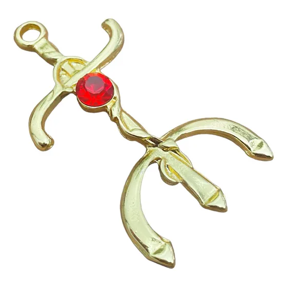 Pingente Tridente Pomba Gira Dourado Grande 5,5cm Umbanda