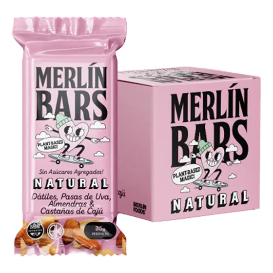 Caja 14 Barritas Veganas Merlín Bars Sin Azu Agreg Kosher Fw