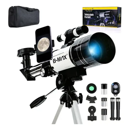 Telescópio Refrator F30070m 70mm Apertura 300mm Tripé Profissional Para Céu Noturno Lua Planetas Nebulosas Ideal... Branco