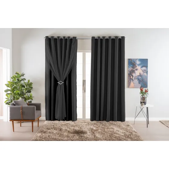 Cortina Blackout Com Voil 4,00m X 2,50m Tecido 