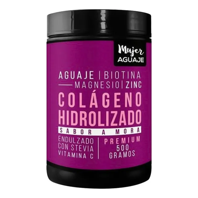 Colageno 500 Gramos Con Stevia, Aguaje & Biotina(sabor Mora)