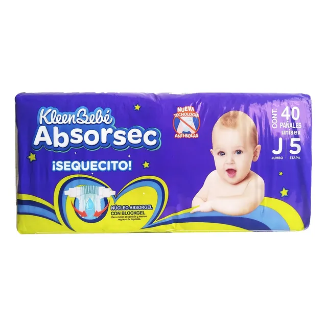Pañales Kleen Bebé Etapa 5 Jumbo Absorsec J 5 40pz
