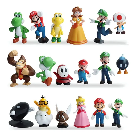 18 Peças/conjunto Com Mario Brothers Yoshi Luigi Nintendo