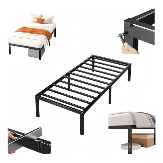 Base Metal Cama Soporte Recamara Individual Plataforma