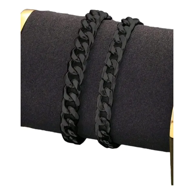 Pulsera Negra De Acero Inoxidable Para Caballero 