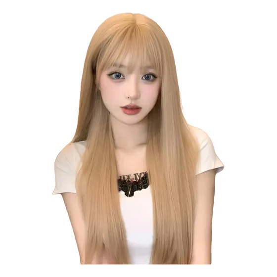 Peluca Sintética Rubia Lisa Larga Cosplay Aesthetic