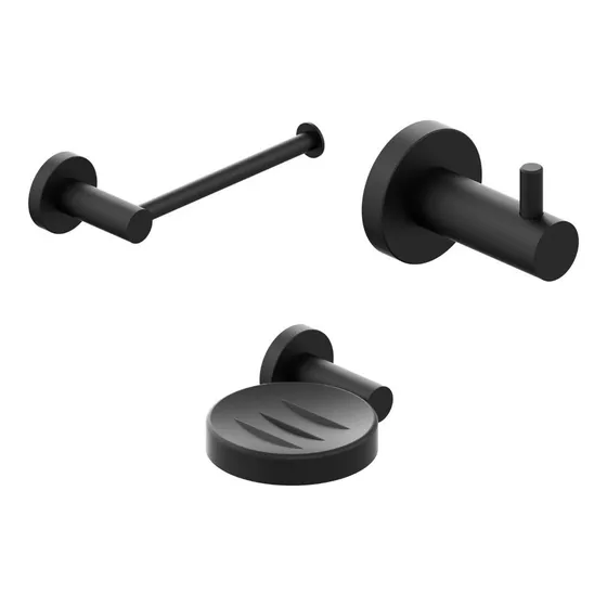 Juego Set Accesorios Hidromet Dynamic Baño Black 3 Piezas