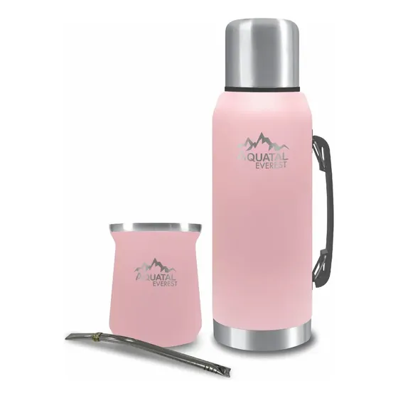 Termo + Mate De Acero Inox Bicapa - 1 Lt. - Aquatal Everest