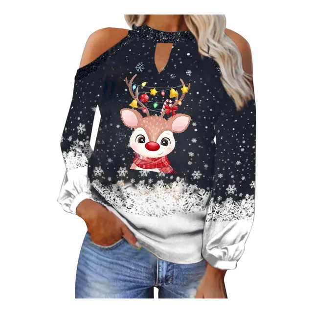 Blusa Informal Manga Larga Hombro Descubierto Para Mujer