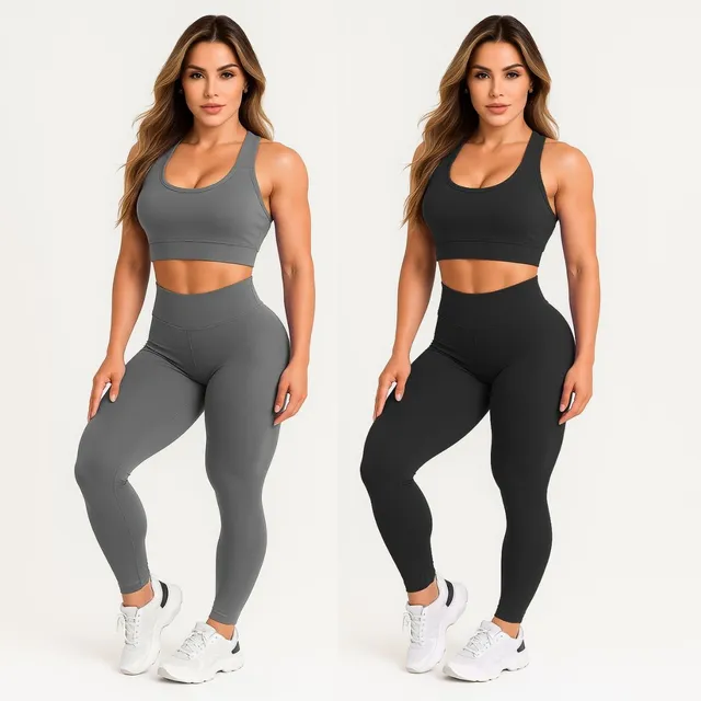 Kit 2 Conjuntos Calça Legging E Top Roupas Para Academia