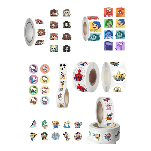 Rollo De 500 Pegatinas Cartoon Stickers Dibujos Animados
