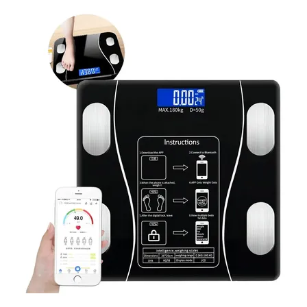Balança Digital Bioimpedância Bluetooth Corporal Aparelho Capacidade Máxima De 180kg Com Aplicativo A Pilha Swave Cor Preto
