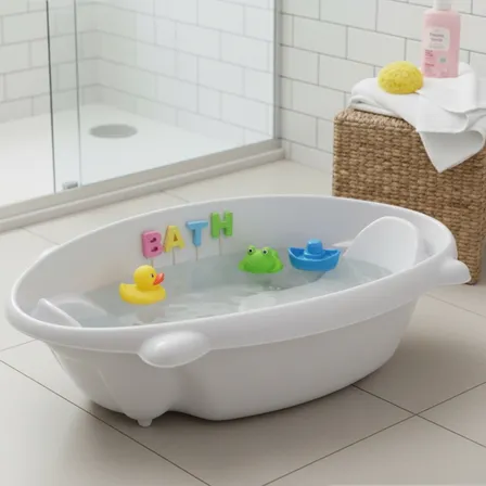 Banheira Prime Baby Branca Criança Bebê Recém Nascido 0 A 5 Anos Ergonômica Confortável E Segura Até 30kg Plástico Atóxico Anatômico Infantil Branco Liso