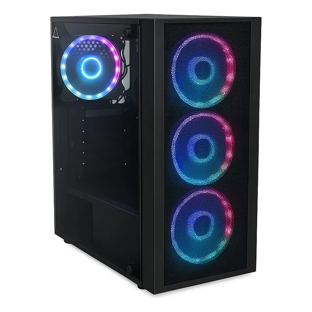 GABINETE GAMER EAGLE WARRIOR CG20A CON 4 COOLERS RGB NEGRO
