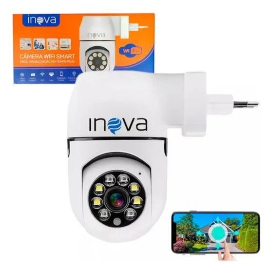 Camera De Segurança Tomada Full HD Wifi Rotativa Visão Noturna Inova Md-30159