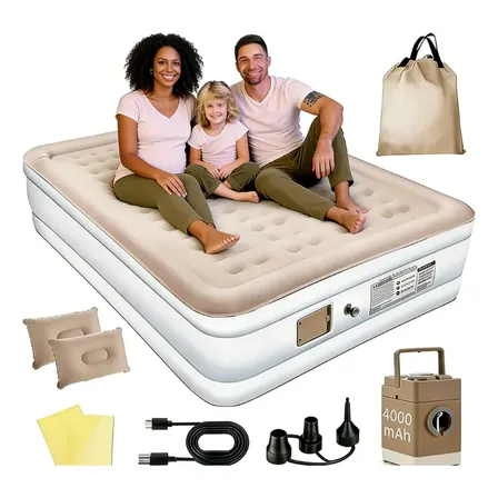 Colchão Inflável Duplo 300kg C/elétrico Bomba+almof Cor Marrom Claro/cama Duplo
