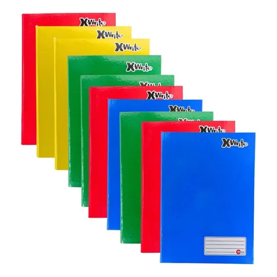 Kit Pacote 10 Cadernos Grande Brochura Capa Dura 96 Folhas