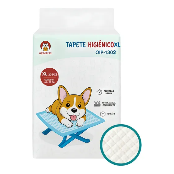 Tapete Higiênico Tamanho GG Varipet Pet Fralda Chão Cães Cachorros Sanitário Canino Descartável 80 X 80cm 20 Unidades