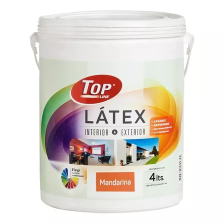 Latex Lavable Interior Exterior 4 Litros Colores Color Naranja mandarina