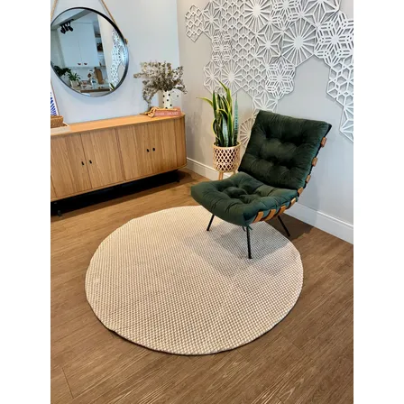 Tapete Redondo 1,2m Para Sala 100% Algodão Lavável A Máquina