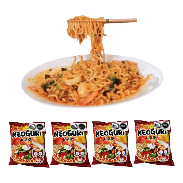 Pack 4u Fideos Ramen Neoguri Sabor Mariscos Picante 130gr