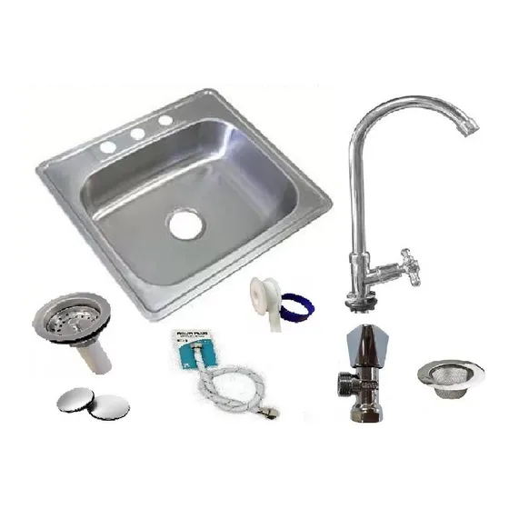 Lavaplatos Fregadero Llave Metalica Desague Combo 8 Piezas