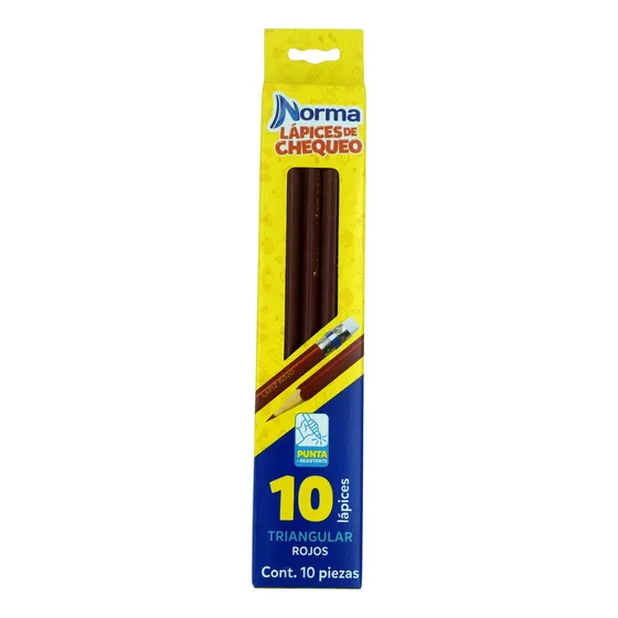Lapiz De Chequeo Rojo Norma Triangular 10 Piezas