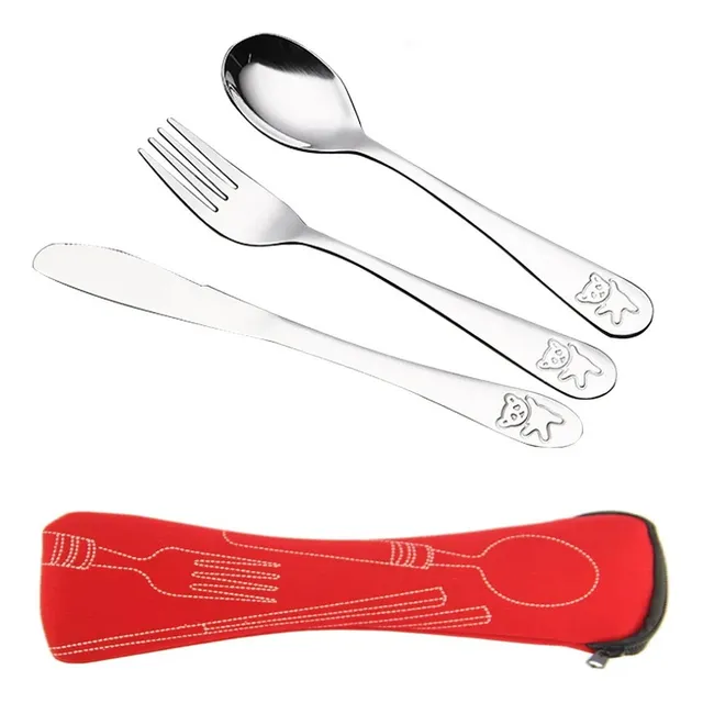Cubiertos Para Niños De Acero Cuchara Tenedor Cuchillo  E086