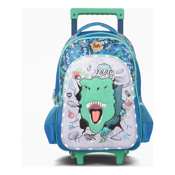Mochila Carro Footy Dino Glow Escolar Niño Infantil Luz Led