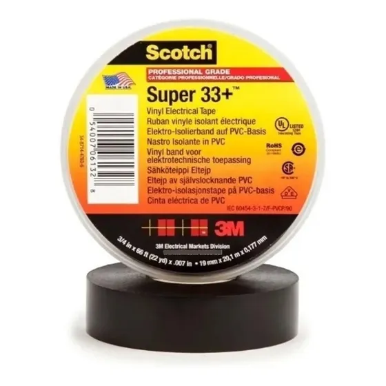 3M Super33+ cinta aisladora 19mmx20.1mx0.177mm preto 10 unidades