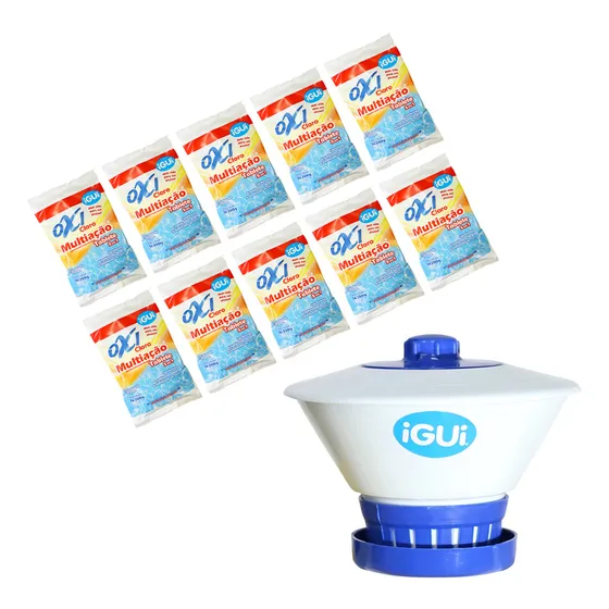 Kit Com 10 Pastilhas De Cloro Para Piscina + Flutuador  Igui