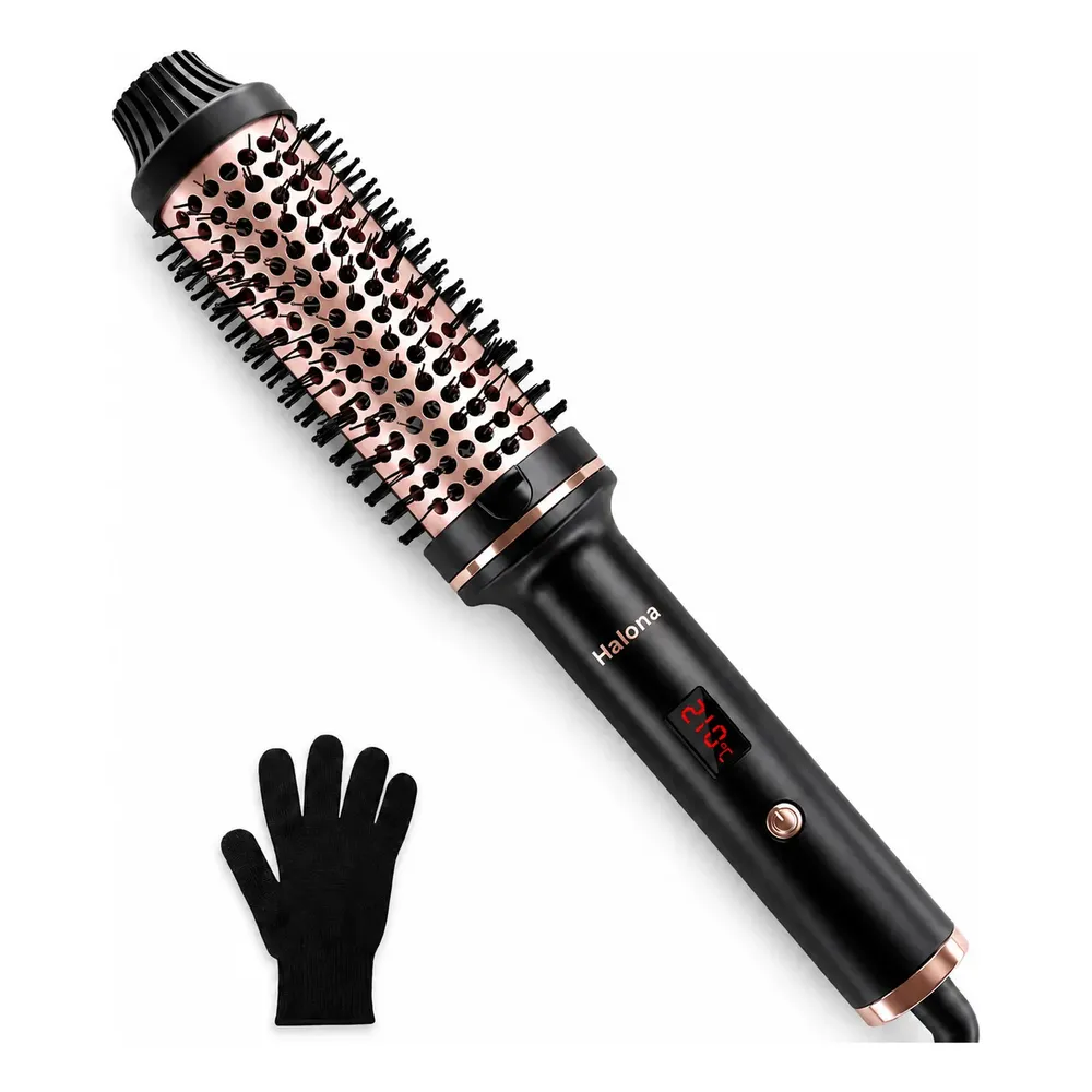 Escova Secadora 2 Em1 Prof Bivolt Cerâmica Fios Maleáveis Preto 127/220v
