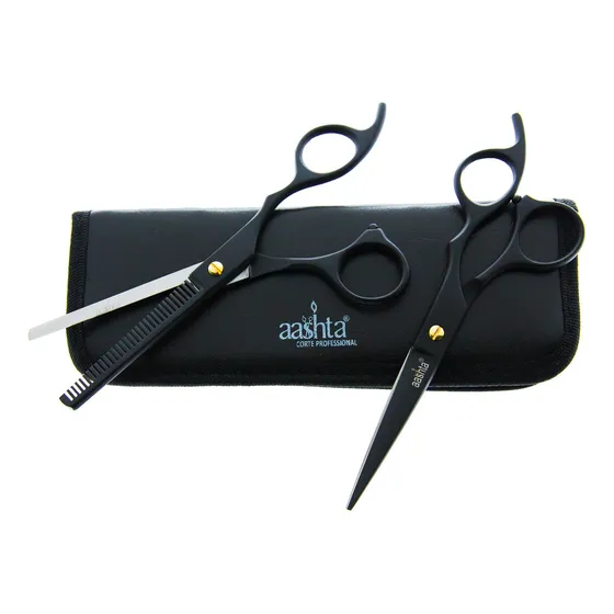 Estuche De Tijeras Para Estilista Barber Peluquero Aashta 6 Color Negro