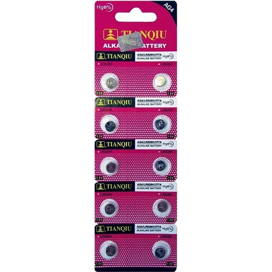 Pila Batería De Boton Alcalina Ag4 Tianqiu 2 Blister 10 Unid
