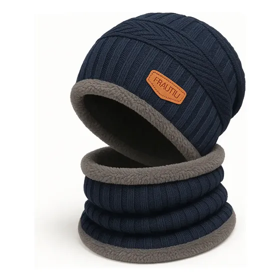 Touca Gorro + Cachecol Forrada Lã Frio Unissex Premium Nf