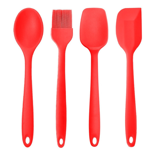 Kit Utensílios De Silicone Maciço Colher Espátula Flexível Kit Utensílios De Silicone Maciço Colher Espátula Flexível